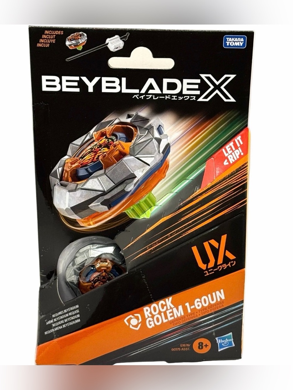 Hasbro Beyblade X Rock Golem UX-1 60UN Starter Pack Defense Top w/Launcher Set